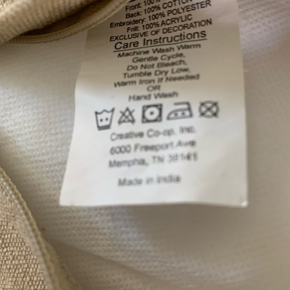 Creative Co-Op Cotton Velvet Embroidered Lumbar Chambray Pillow 36" L x … - Picture 4 of 7